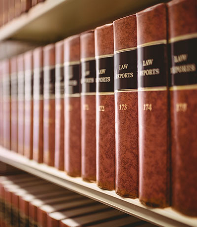 Law books in bookshelf